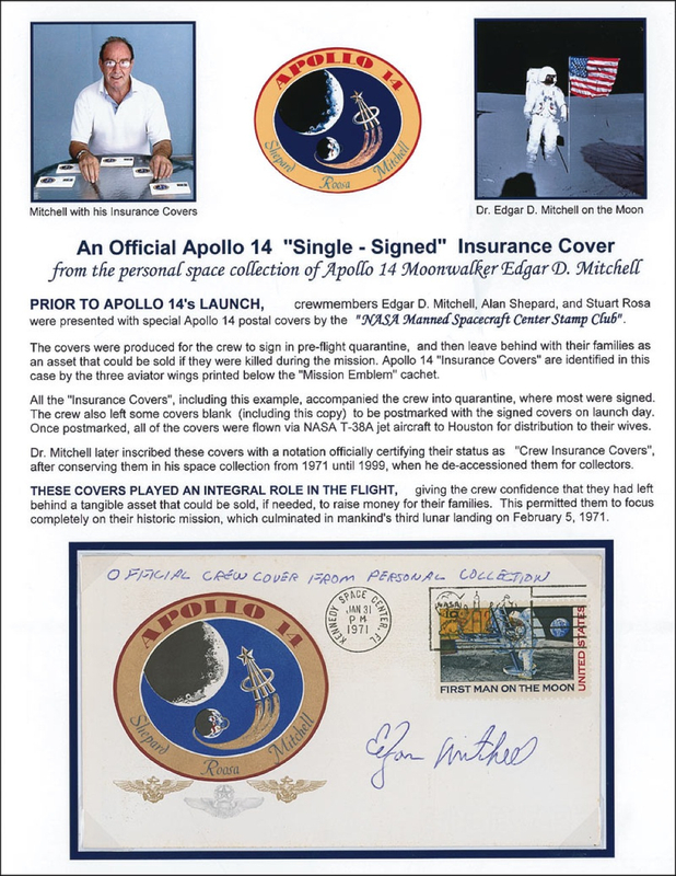 Lot 486 Edgar Mitchell Apollo 14 Insurance Cover