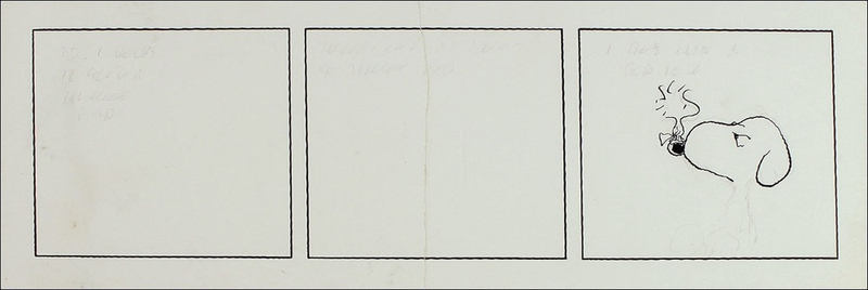 Lot 659 Charles Schulz:  An in-progress Peanuts strip spared from the dustbin