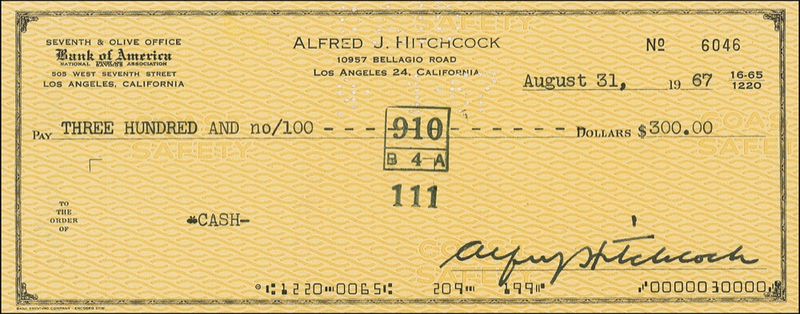Lot 985 Alfred Hitchcock Check