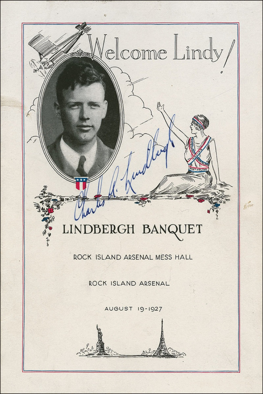 Lot 480 Charles Lindbergh: After his historic 1927 flight, Lindbergh dines in Rock Island
