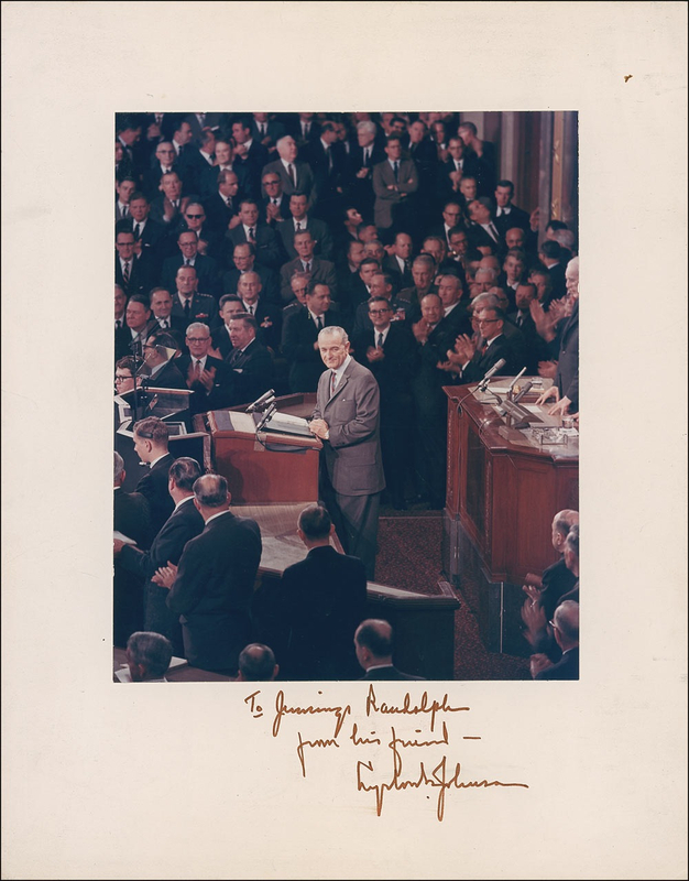 Lot 81 Lyndon B. Johnson: LBJ signs a 1967 State of the Union photo for a West Virginia Senator