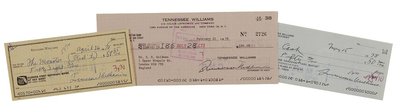 Lot 625 Tennessee Williams Checks