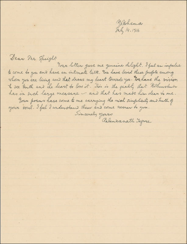 Lot 618 Rabindranath Tagore Handwritten Letter Signed
