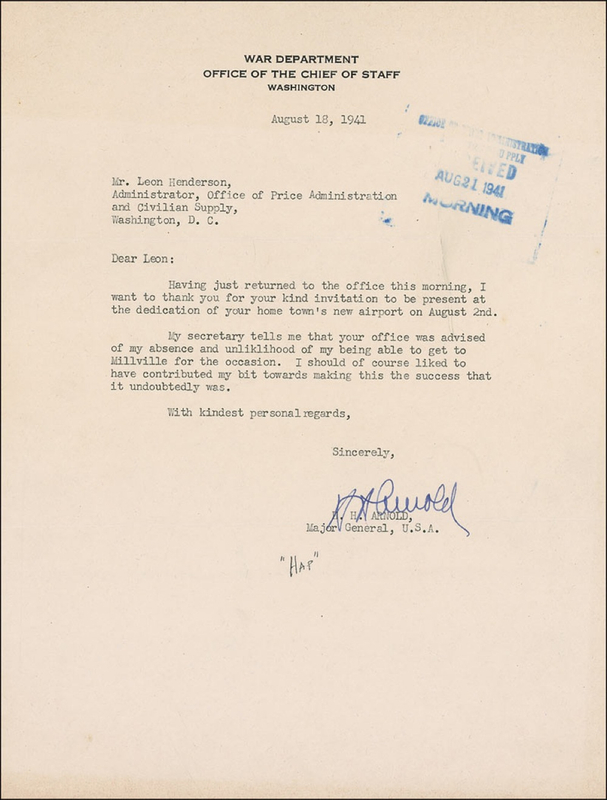 Lot 335 H. H. ?Hap? Arnold