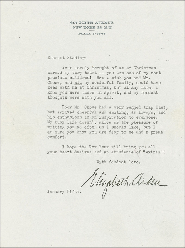 Lot 181 Elizabeth Arden Typed Letter Signed