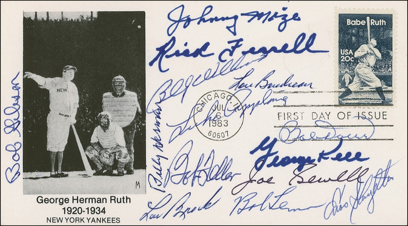 Lot 1156 Baseball Hall of Famers First Day Cover