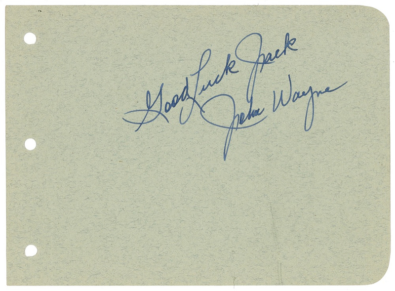 Lot 1123 John Wayne Signature