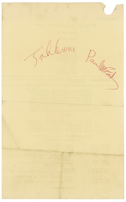Lot 734 Beatles: Lennon and McCartney: The legendary songwriting duo sign on the set of their one and only Top of the Pops appearance