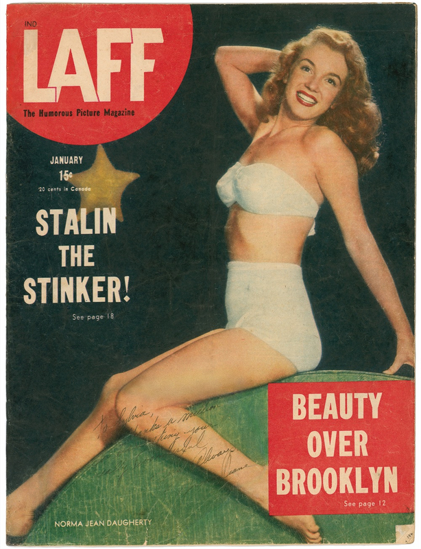Lot 1053 Marilyn Monroe: Signing as Norma Jeane, the future icon poses on an early magazine cover