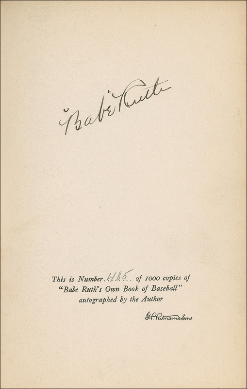 Lot 1292 Babe Ruth: The ?Bambino? signs a copy of his limited edition book on the National Pastime