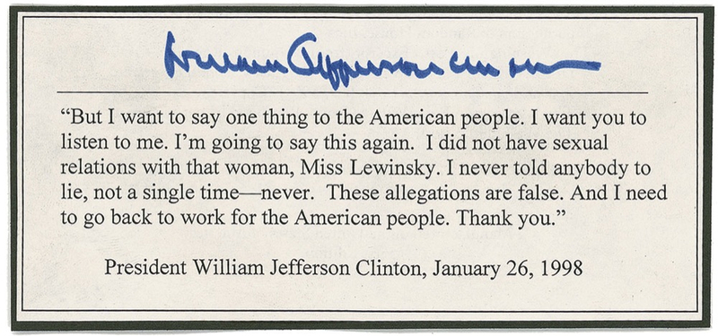 Lot 25 Bill Clinton Souvenir Printed Quotation