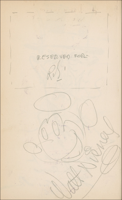 Lot 644 Walt Disney: A seldom-encountered piece of Disneyana: Walt sketches Mickey