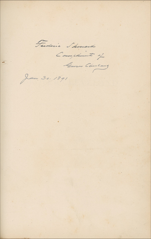 Lot 19 Grover Cleveland: The 22nd President inscribes ?The Public Papers? from his first administration, one year before becoming the 24th President