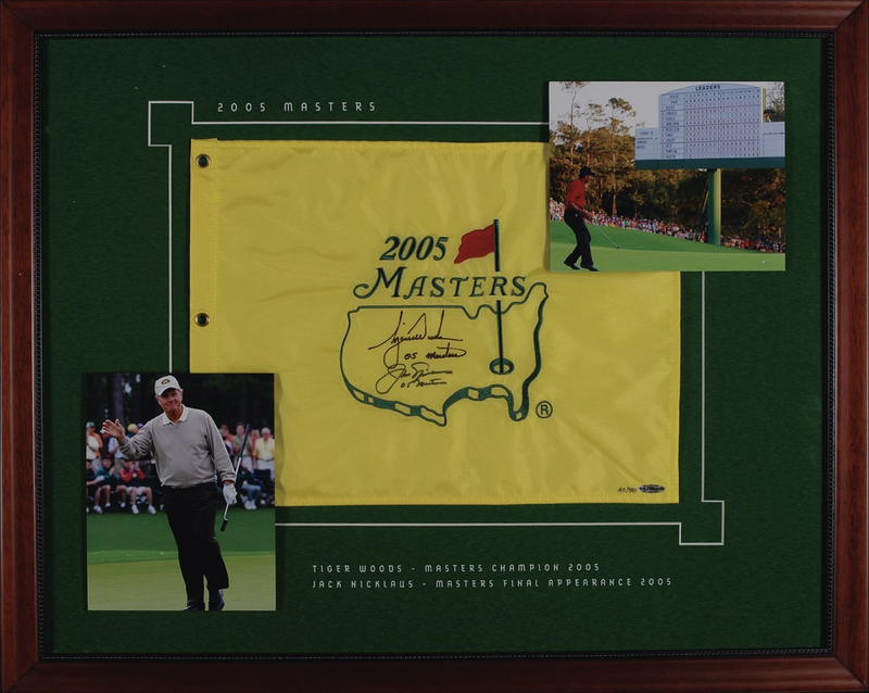 Lot 1326 Tiger Woods and Jack Nicklaus: Tiger and the ‘Golden Bear’ sign together at the 2005 Masters