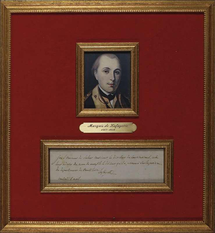 Lot 374 Marquis de Lafayette Handwritten Letter Signed
