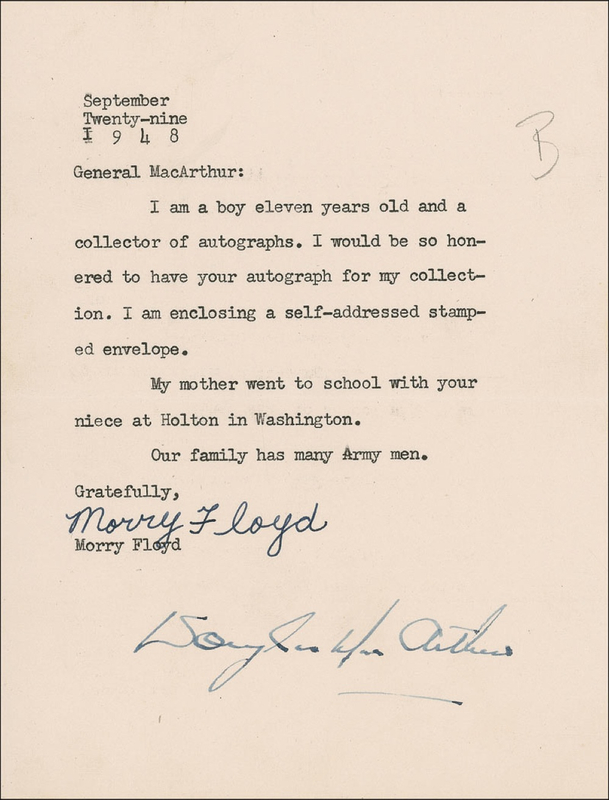 Lot 378 Douglas MacArthur Signature
