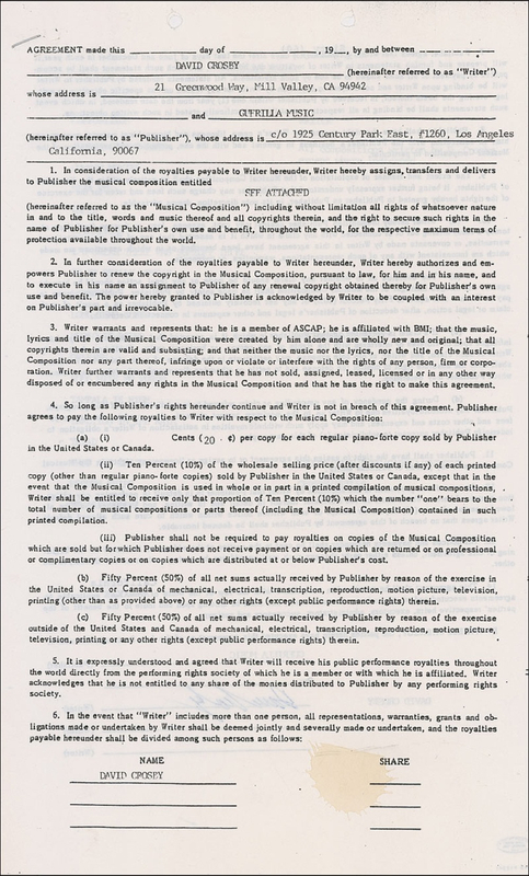 Lot 756 David Crosby Signed Document