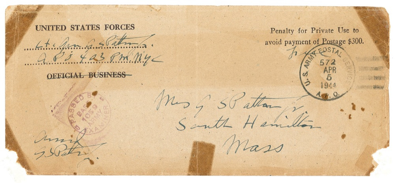 Lot 391 George S. Patton Signed Envelope