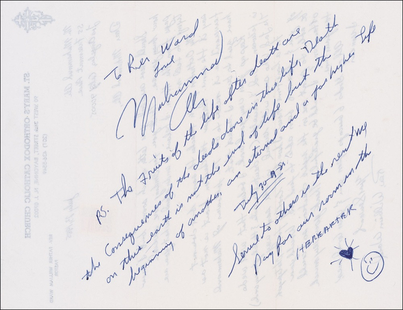 Lot 1148 Muhammad Ali: Lengthy and heartfelt Ali religious quote
