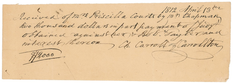 Lot 214 Declaration of Independence: Charles Carroll Signed Document