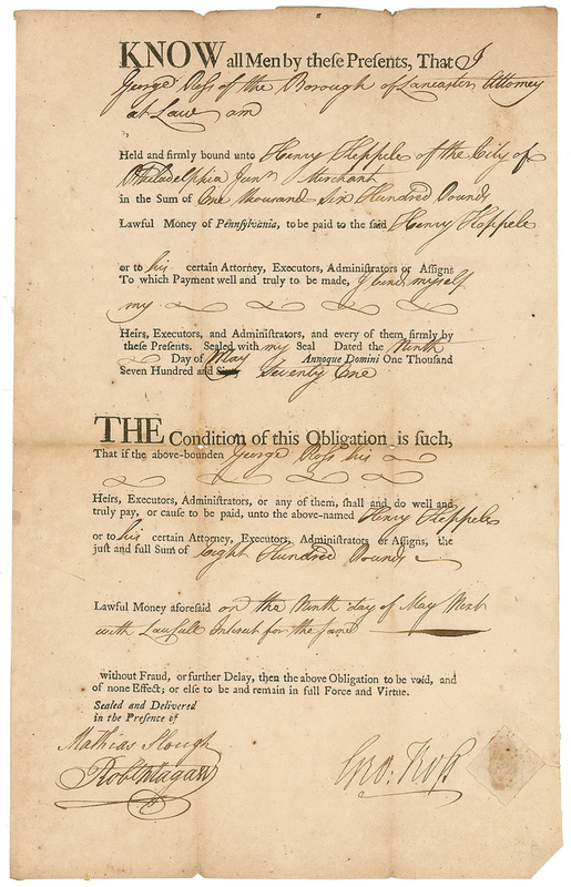 Lot 224 Declaration of Independence: George Ross Signed Document