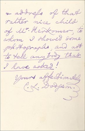 Lot #544 Charles Dodgson: The Alice in Wonderland author’s childlike sense of fun emerges in a letter to a friend - Image 1