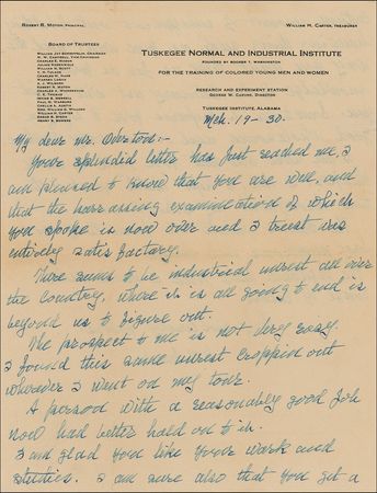 Lot #197 George Washington Carver: LABOR PAINS: “There seems to be industrial unrest all over the country” - Image 1