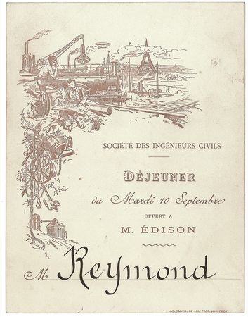 Lot #235 Thomas Edison, Gustave Eiffel, and Charles Gounod: Edison, Eiffel, and Gounod sign during Edison?s visit to the Eiffel Tower - Image 2