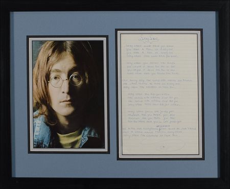 Lot #727 Beatles: Evans, Mal:  Abbey Road lyric sheet to Sexie Sadie, written out by road manager and friend, Mal Evans - Image 1