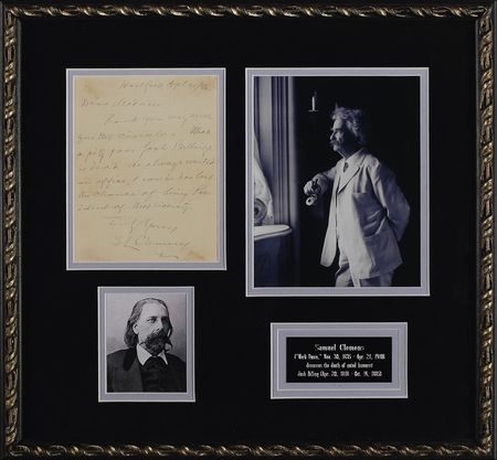 Lot #534 Samuel L. Clemens: Clemens laments the passing of his contemporary, Josh Billings - Image 1