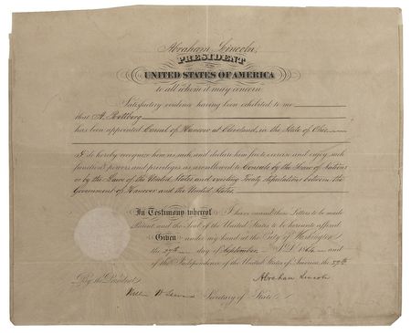 Lot #90 Abraham Lincoln: With anti-war sentiment growing and the Civil War raging, Lincoln savvily works to gain and retain the support of German immigrants during the war - Image 1