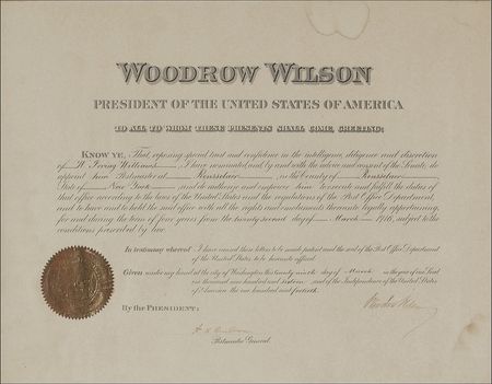 Lot #178 Woodrow Wilson Signed Document - Image 1