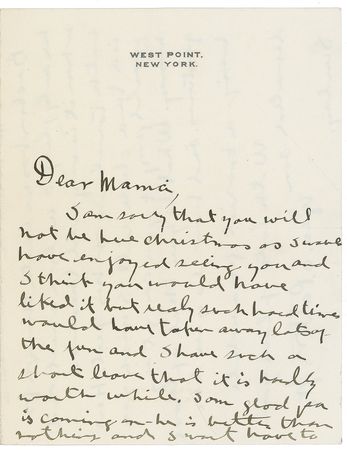 Lot #390 George S. Patton: Patton mentions his future wife as he writes his mother from West Point - Image 1