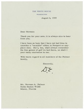 Lot #32 Dwight D. Eisenhower: Ike recalls hitting the links in Florida - Image 1