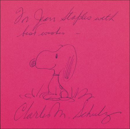 Lot #656 Charles Schulz: Schulz adds a full-length Snoopy sketch to prove his point - Image 1