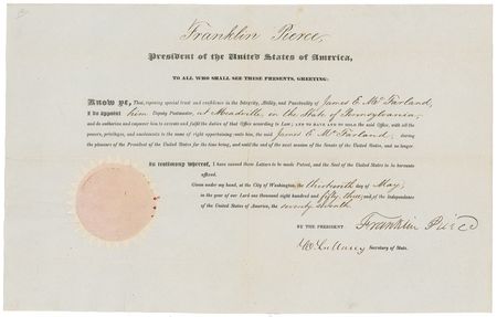 Lot #116 Franklin Pierce Signed Document - Image 1