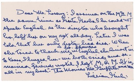 Lot #950 Lillian Gish: Recalling a private moment with Garbo: ?She burst in to tears. I hugged her?we both cried and remained friends until I left MGM? - Image 2