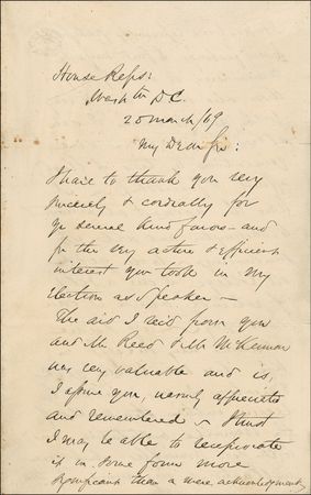 Lot #191 James G. Blaine: The ?Plumed Knight? praises his alma mater - Image 1