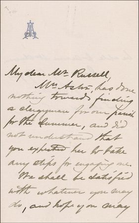Lot #183 John Jacob Astor III: The wealthiest Astor clarifies a spiritual matter - Image 1