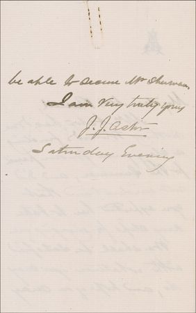 Lot #183 John Jacob Astor III: The wealthiest Astor clarifies a spiritual matter - Image 2