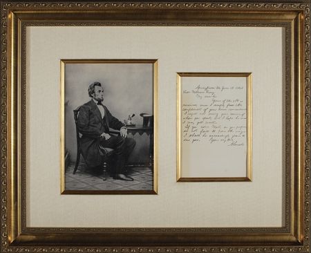 Lot #92 Abraham Lincoln: Shortly after capturing the Republican nomination, Lincoln tells an old Vermont colleague, ?If you come West, as you propose, do not fail to pass this way? - Image 1