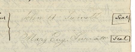 Lot #94 Abraham Lincoln: Mary and John Surratt: The only woman executed for the assassination of Lincoln sells property to finance the boarding house where she meets John Wilkes Booth - Image 1