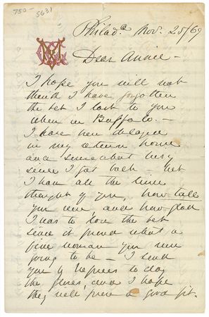 Lot #381 George G. Meade:  A hero of Gettysburg loses a bet ?to a fine woman? and pays his dues - Image 1