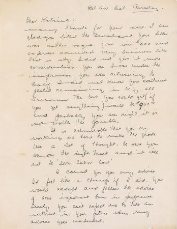 Lot #935 W. C. Fields: The doddering sugar daddy prods his mistress, ?Would you accept the advice of an ignorant bum?surely you can?t expect me to take an interest in your future when my advice goes unheeded? - Image 1