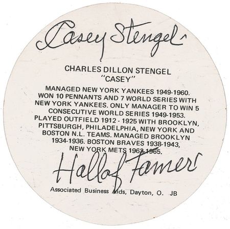 Lot #1308 Casey Stengel Signature - Image 2