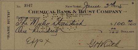 Lot #1290 Babe Ruth: Unceremoniously dumped from baseball, a broken-hearted hero needs money as he leaves Boston - Image 2