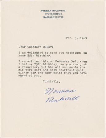 Lot #605 Norman Rockwell: Birthday wishes from Rockwell - Image 2
