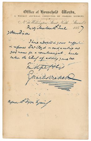 Lot #542. Charles Dickens: Writing in the year of Little Dorrit