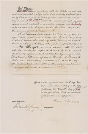 Lot #18 Grover Cleveland Signed Document - Image 2