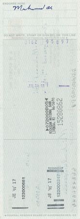 Lot #1146 Muhammad Ali: Rare endorsed Ali check for the classic A. W. Sports boxing card series - Image 2